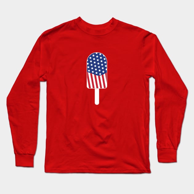 Flag Popsicle 4th of July Independence Day Shirt Long Sleeve T-Shirt by HungryDinoDesign